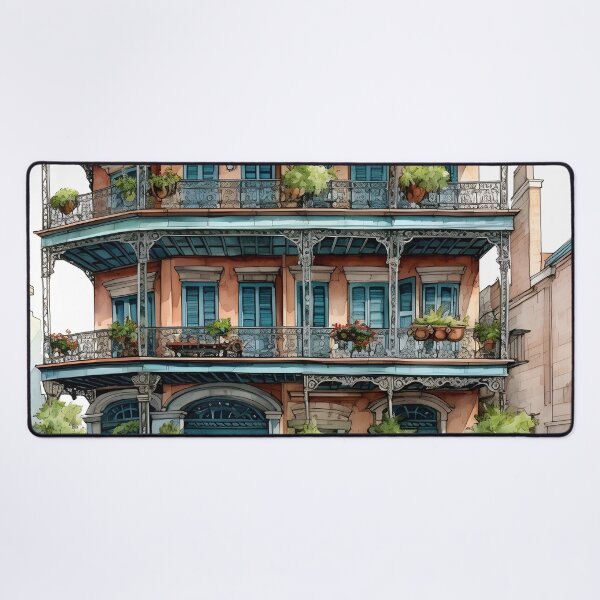 Item preview, new orleans row home french quarter print designed and sold by dcrc.