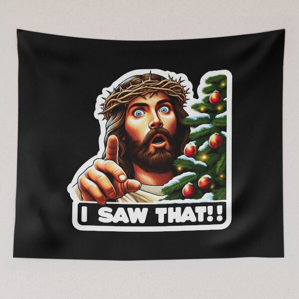Item preview, I SAW THAT Jesus meme Crown of Thorns Christmas Tree designed and sold by plushism.