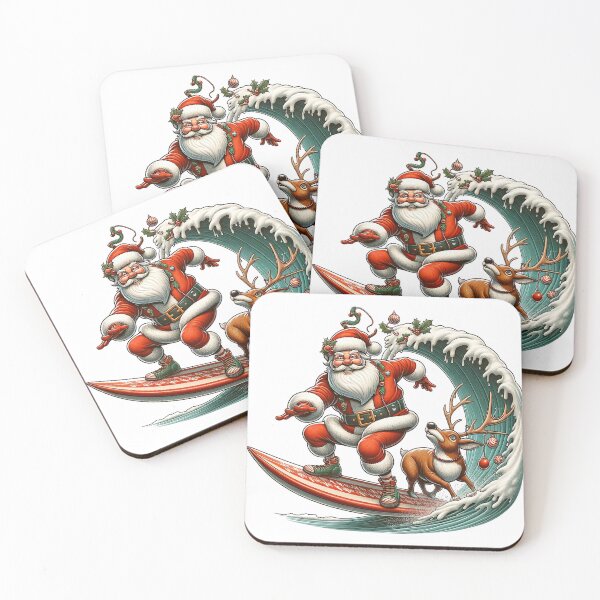 Item preview, Surfing Santa and Reindeer ,Holiday Wave Riders designed and sold by plussorn.