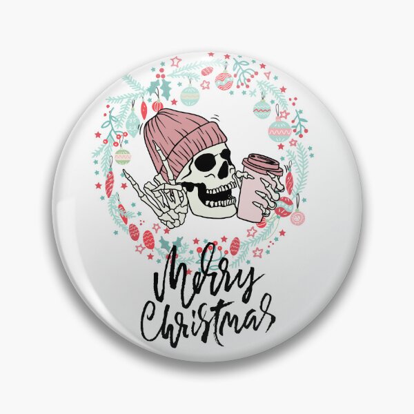 Item preview, dead inside vintage - christmas holly spirit  - skeleton christmas spirit -  Cool skull with hat and coffee designed and sold by Carola-art.
