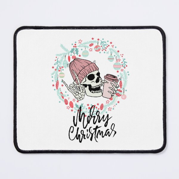 Item preview, dead inside vintage - christmas holly spirit  - skeleton christmas spirit -  Cool skull with hat and coffee designed and sold by Carola-art.
