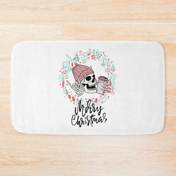 Item preview, dead inside vintage - christmas holly spirit  - skeleton christmas spirit -  Cool skull with hat and coffee designed and sold by Carola-art.