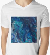 blue painting fluid art acrylic hand made Men's V-Neck T-Shirt