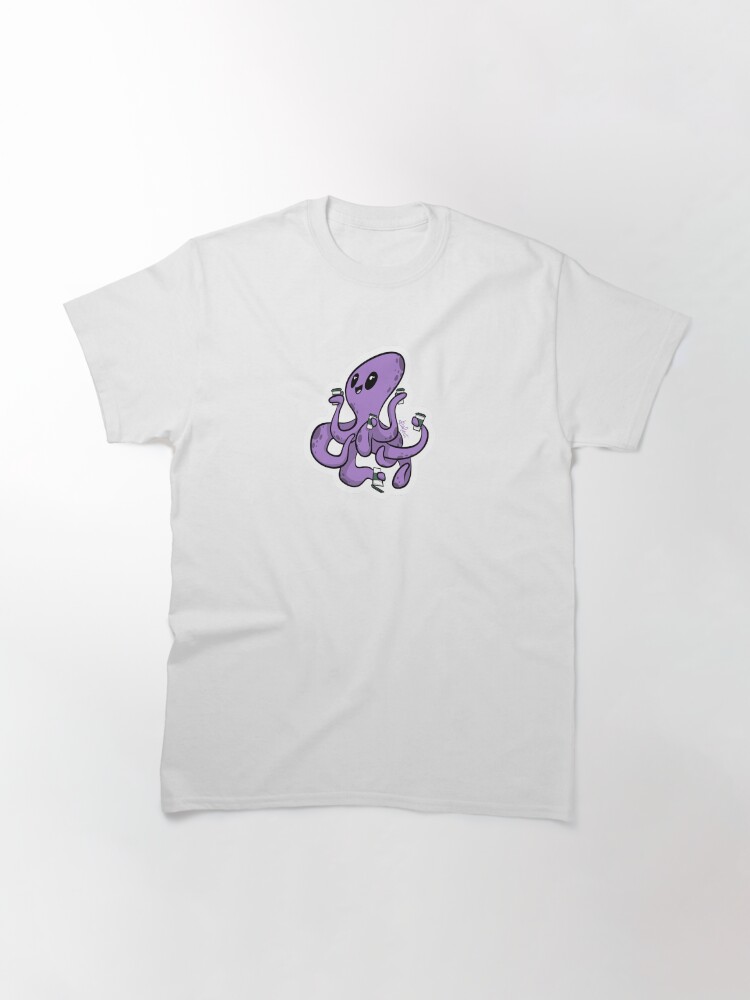 Thumbnail 3 of 7, Classic T-Shirt, Octopus with Coffee designed and sold by drawject.