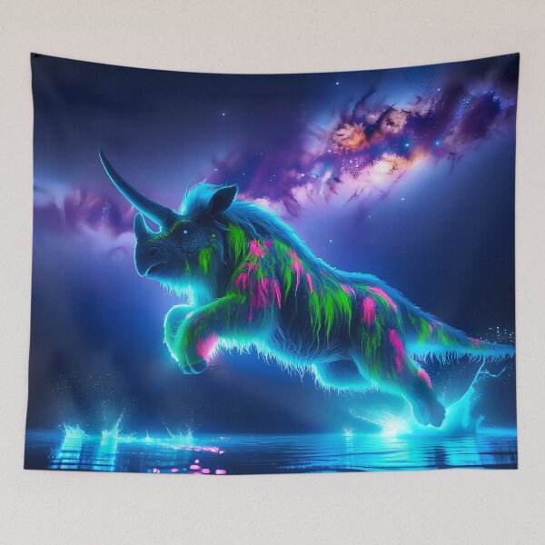 Item preview, Blacklight Style Woolly Rhinoceros Luminous Leap designed and sold by Matt's Artificial Nature.