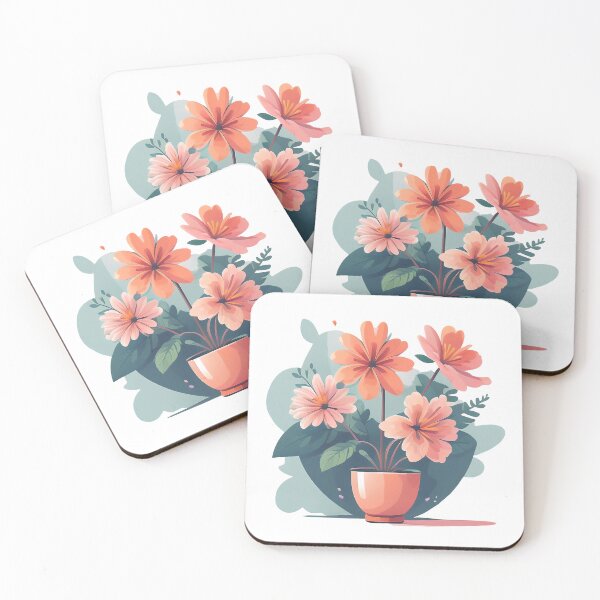 Item preview, Red flowers in pot. Cute indoor plant. Floral design. designed and sold by Harmonysens.