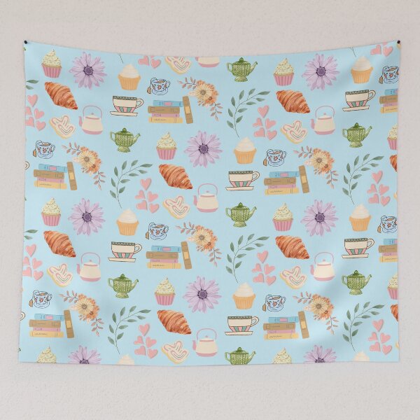Item preview, Tea Party Aesthetic Desserts Flowers and Books Design designed and sold by IntoClearWater.