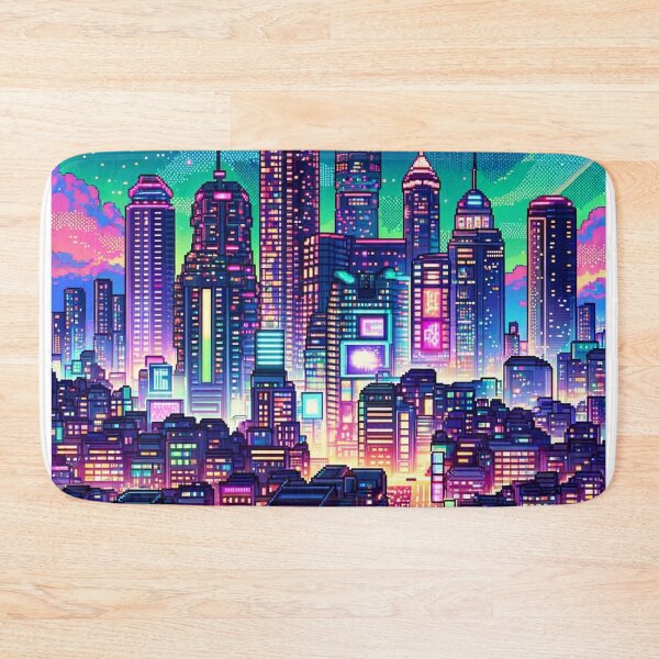Item preview, Neon Pulse: A Pixel Art Anime Cityscape designed and sold by Art-of-AI.