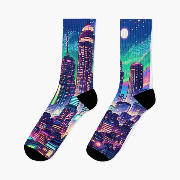 Item preview, Neon Pulse: A Pixel Art Anime Cityscape designed and sold by Art-of-AI.