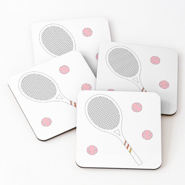 Item preview, Modern White Pink Tennis Racket Ball Pattern designed and sold by pink-cowboy.