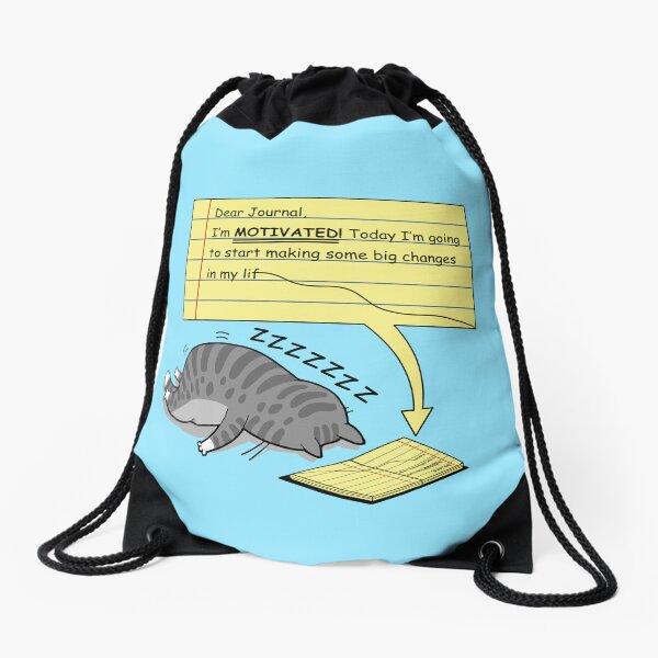 Cat and motivation Drawstring Bag