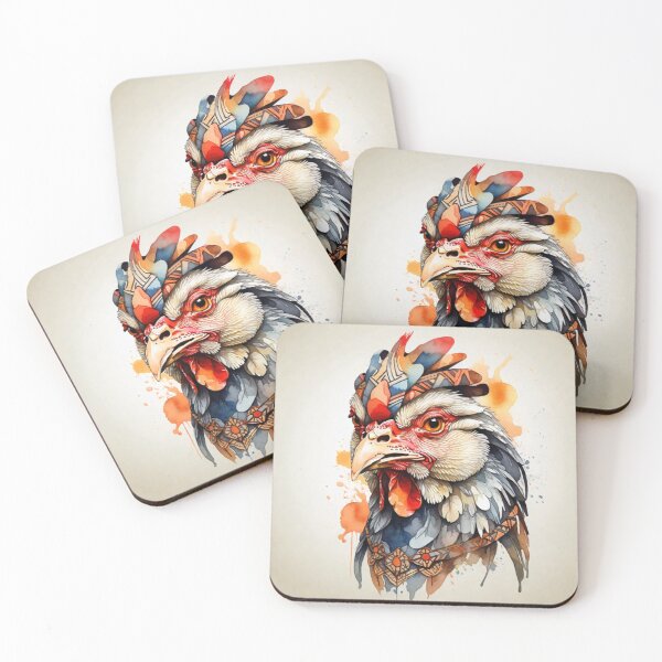 Item preview, chicken tribal watercolor designed and sold by shokA Design.