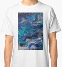 blue painting fluid art acrylic hand made Classic T-Shirt