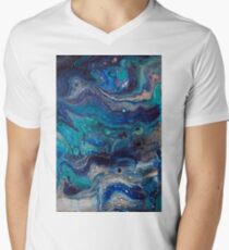 blue painting fluid art acrylic hand made Men's V-Neck T-Shirt