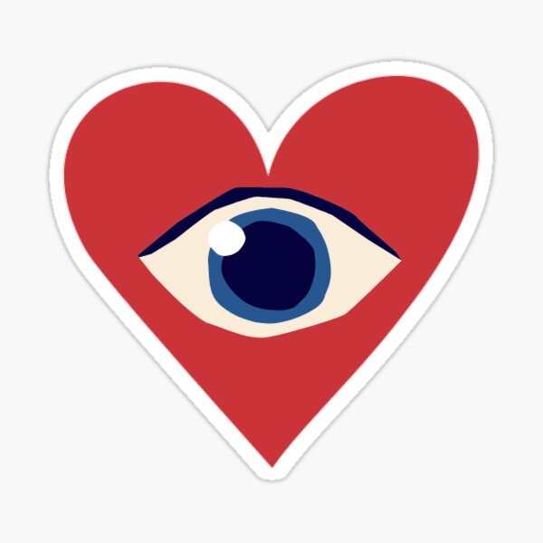 red heart with eye y2k sticker pack