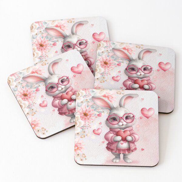 Item preview, Some Bunny Loves You Pink Bunny Valentine's Day watercolor Art designed and sold by Cawaiico.