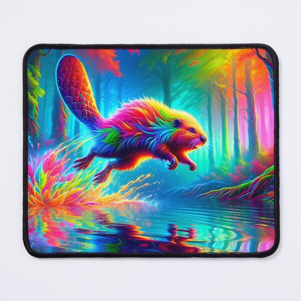 Item preview, Psychedelic Giant Beaver Luminous Leap designed and sold by Matt's Artificial Nature.
