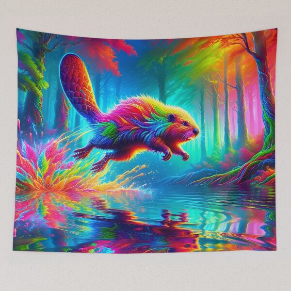 Item preview, Psychedelic Giant Beaver Luminous Leap designed and sold by Matt's Artificial Nature.