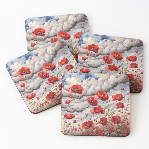 Item preview, Acrylic captures scarlet poppies' allure designed and sold by Sadia  Jannat.
