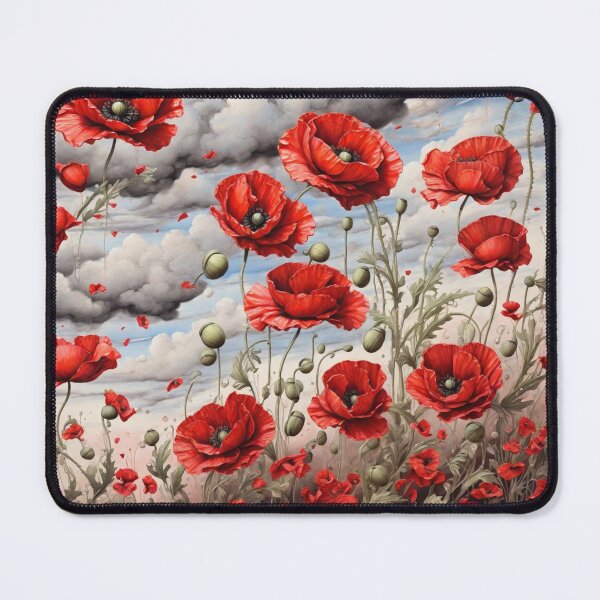 Item preview, Acrylic captures scarlet poppies' allure designed and sold by Sadia Jannat.