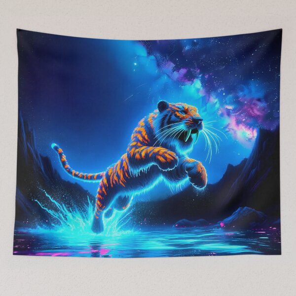 Item preview, Blacklight Style Saber-Toothed Tiger Luminous Leap designed and sold by Matt's Artificial Nature.
