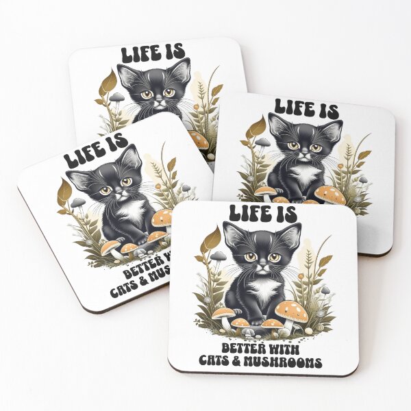 Item preview, Life is Better With Cats and Mushrooms, Kitten and Fungi Lover Birthday Gift designed and sold by CORINNE W.