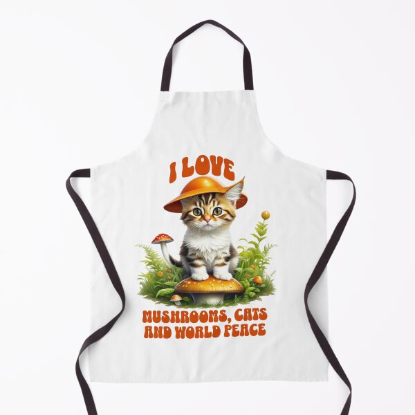 Item preview, I Love Mushrooms, Cats and World Peace Photo Realistic Design, Kitten and Fungi Lover Birthday Gift designed and sold by CORINNE W.