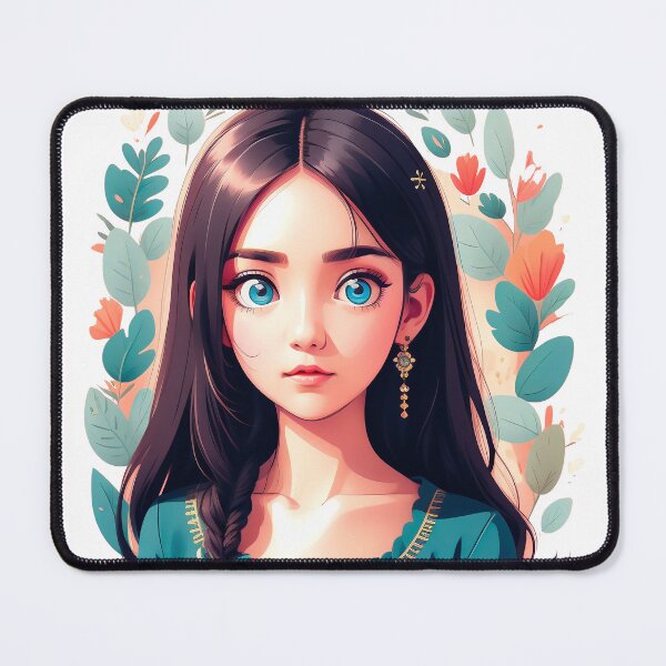 Item preview, Cute girl with big blue eyes and floral background designed and sold by Harmonysens.