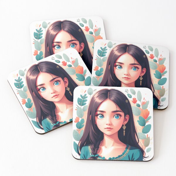 Item preview, Cute girl with big blue eyes and floral background designed and sold by Harmonysens.