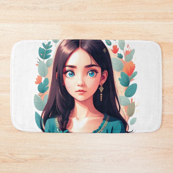 Item preview, Cute girl with big blue eyes and floral background designed and sold by Harmonysens.