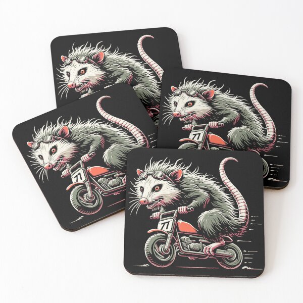 Item preview, Possum Riding a Gas Mini Bike Motorcycle designed and sold by Huhnerdieb Apparel.