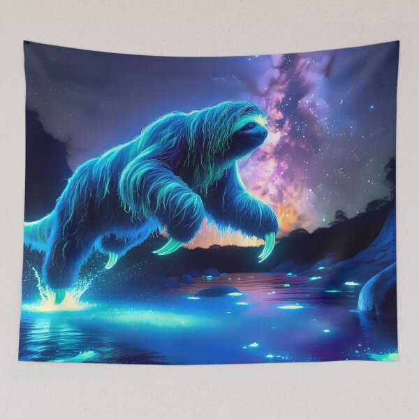Item preview, Blacklight Style Giant Ground Sloth Luminous Leap designed and sold by Matt's Artificial Nature.