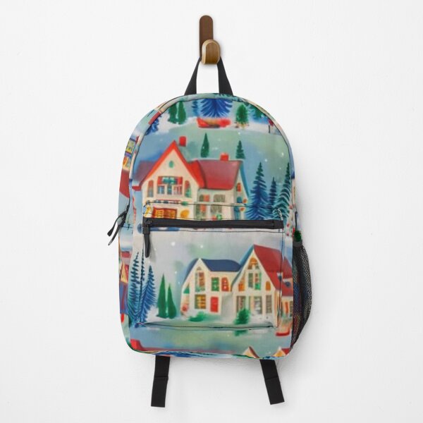 Item preview, Christmas Town - Winter Christmas Village - Houses Pattern - Icy Blue - Joyeux Noel - In Vintage Soft Pastel Color Watercolor Painting designed and sold by MyArt23.