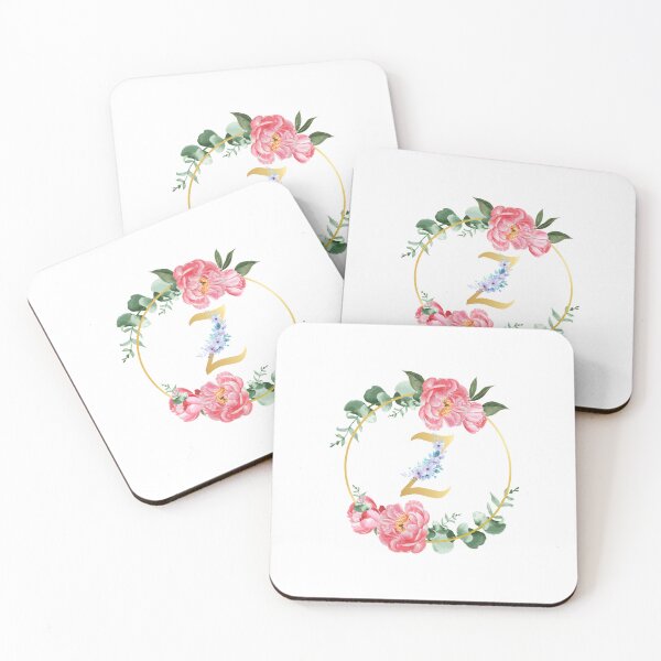 Item preview, Letter Z Monogram Floral Golden Frame designed and sold by ArtCornerStudio.