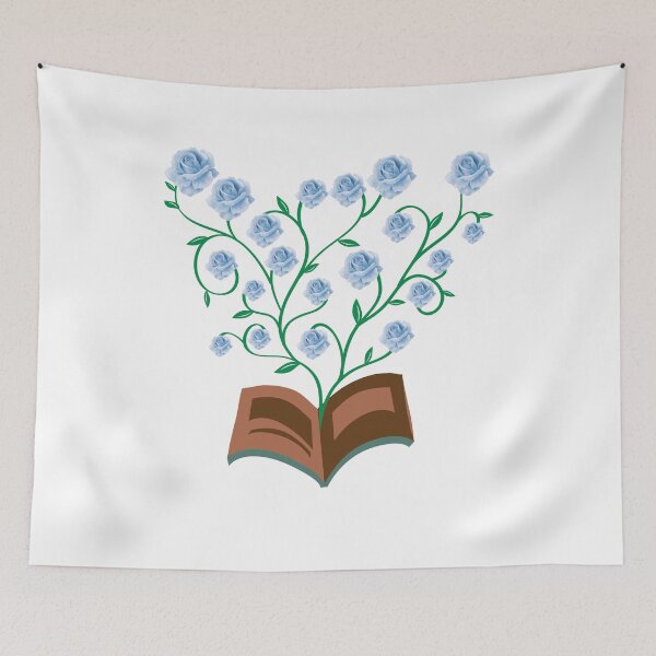 Item preview, Flowers Growing From Book | Many Blue Roses blooming | Little Blue Flowers S designed and sold by CircinusStore.