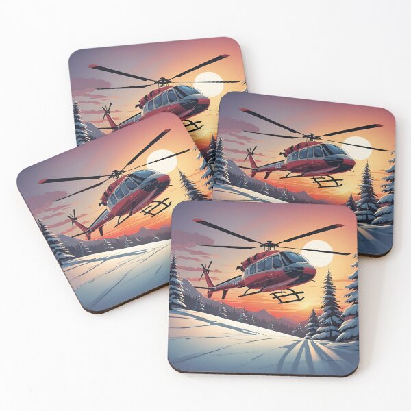 Item preview, Winter Sunset Helicopter Flight | Nature's White Landscape designed and sold by simaso.