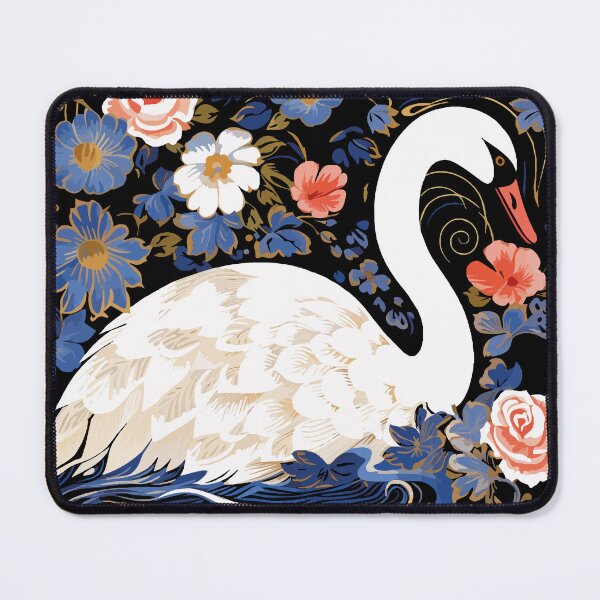 Item preview, Art Nouveau - white swan and flowers designed and sold by ArtNouveau-Deco.