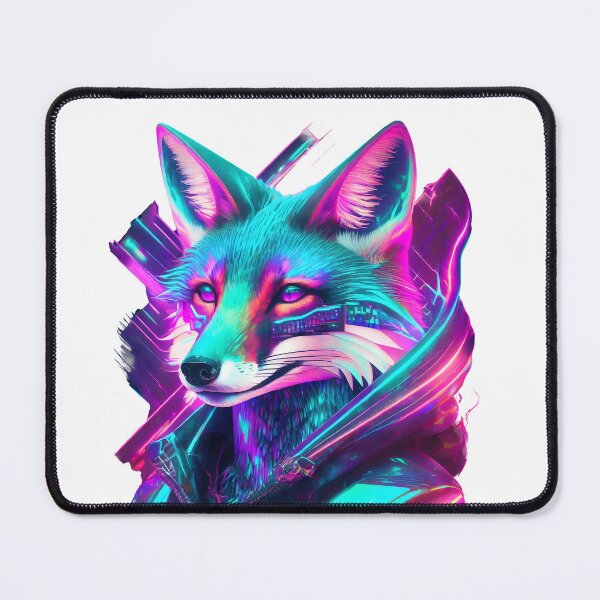 Item preview, CyberFox art Neon cyberpunk portrait designed and sold by emaotx.
