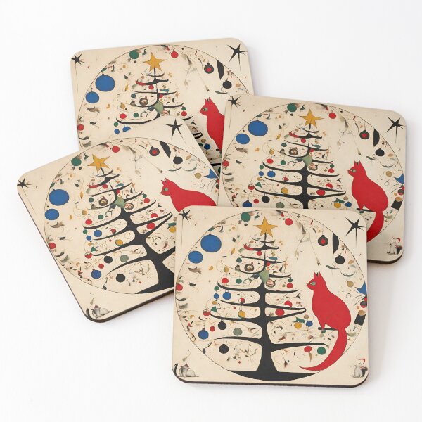 Item preview, Joan Miro Inspired Abstract Christmas Ornament with Red Cat designed and sold by bettypure.