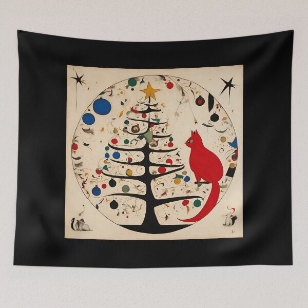 Item preview, Joan Miro Inspired Abstract Christmas Ornament with Red Cat designed and sold by bettypure.