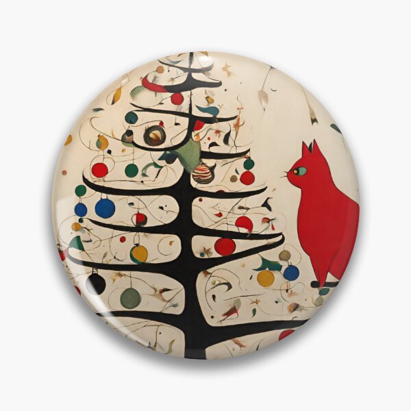 Item preview, Joan Miro Inspired Abstract Christmas Ornament with Red Cat designed and sold by bettypure.