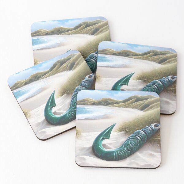 Item preview, A Greenstone FishHook On A Sandy Beach In New Zealand designed and sold by Kathysartroom.