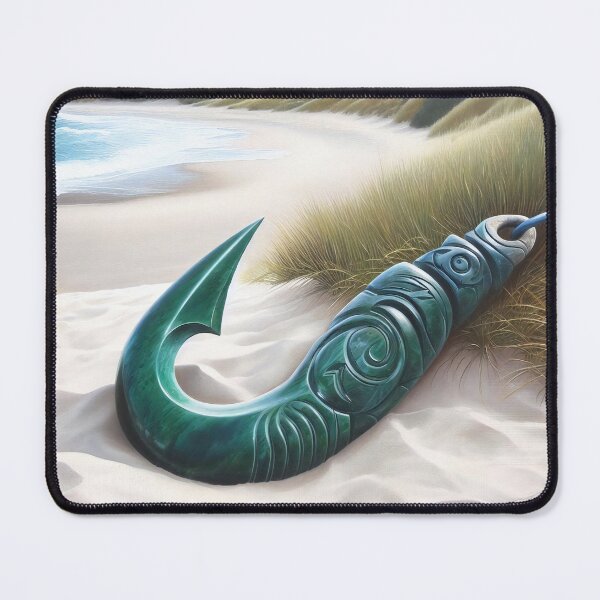 Item preview, A Greenstone FishHook On A Sandy Beach In New Zealand designed and sold by Kathysartroom.