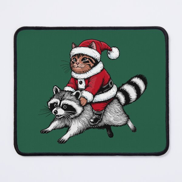 Item preview, Santa Cat on A Raccoon designed and sold by KilkennyCat Art.