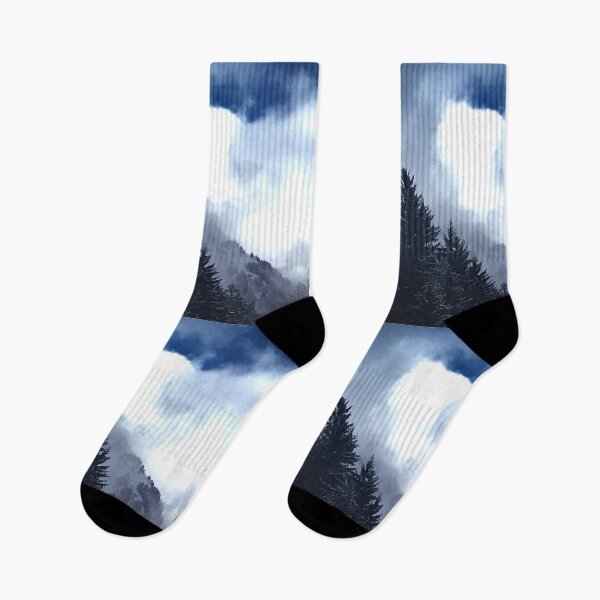 Item preview, Black fir trees and blue mountain designed and sold by clemence-adele.