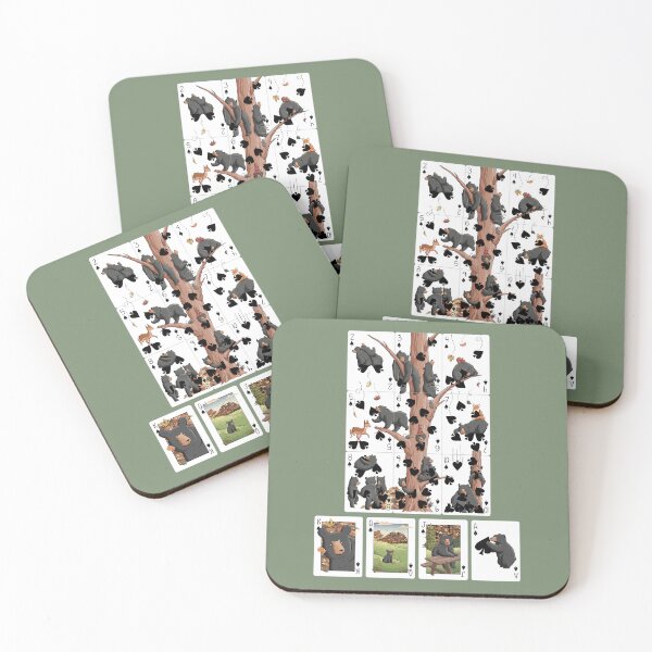 Item preview, Black Bear Clubs Cards Print Green Background designed and sold by Alexa Crookston.