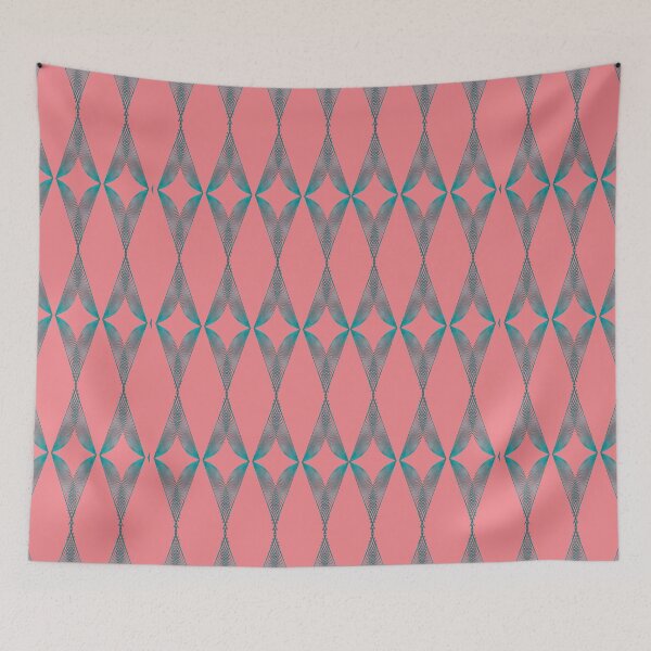 Item preview, Turquoise Triangles Geometric Pattern - Coral Pink designed and sold by CushyNest.