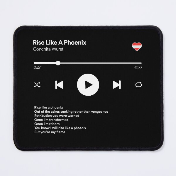 Item preview, Rise Like A Phoenix - Conchita Wurst - Eurovision 2014 Winner - Austria - Music / Media Player Interface Mockup designed and sold by Vision-Tees.