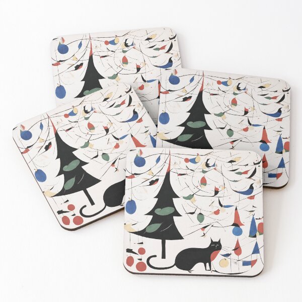 Item preview, Joan Miro Inspired Abstract Christmas Cat with Decorations  designed and sold by bettypure.