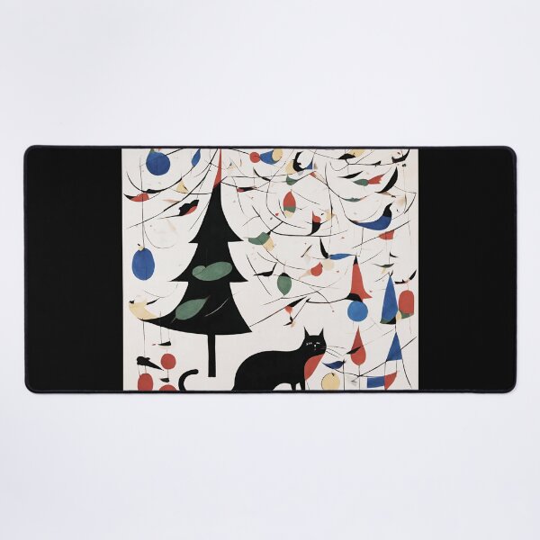 Item preview, Joan Miro Inspired Abstract Christmas Cat with Decorations designed and sold by bettypure.